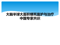 大脑半球大面积梗死监护与治疗中国专家共识课件