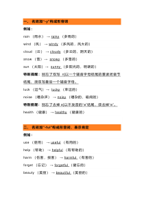 初中英语名词变形容词10种情况整理