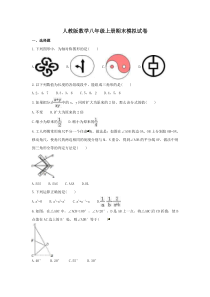 人教版数学八年级上册期末模拟试卷一（含答案）