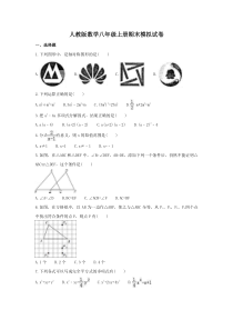 人教版数学八年级上册期末模拟试卷九（含答案）