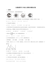 人教版数学八年级上册期末模拟试卷五（含答案）