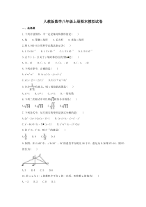 人教版数学八年级上册期末模拟试卷八（含答案）