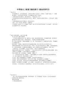 中考语文二轮复习强化练习《综合性学习》（含详解）