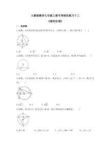 人教版数学九年级上册专项培优练习十三《垂径定理》（含答案）
