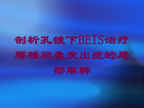 剖析孔镜下BEIS治疗腰椎间盘突出症的局部麻醉培训课件