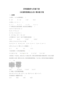 苏科版数学七年级下册《从面积到乘法公式》期末复习卷（含答案）