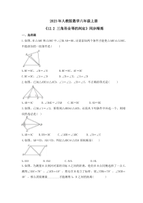 2023年人教版数学八年级上册《12.2 三角形全等的判定》同步精炼（含答案）