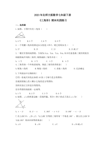 2023年北师大版数学七年级下册《三角形》期末巩固练习（含答案）