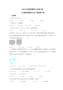 2023年苏科版数学七年级下册《从面积到乘法公式》期末练习卷（含答案）