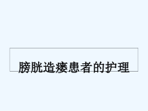 膀胱造瘘患者的护理-PPT课件