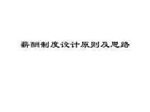 【培训课件】薪酬制度设计原则及思路