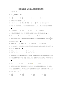 苏科版数学七年级上册期末模拟试卷10（含答案）