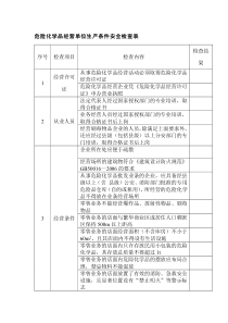 危险化学品经营单位生产条件安全检查表