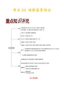 (通用版)高考语文一轮复习考点过关练习考点31诗歌鉴赏综合(含详解)