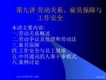 劳动关系雇员保障与工作安全讲义