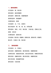 初中化学常见物质的颜色 +元素汇总