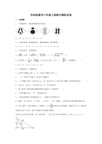 苏科版数学八年级上册期中模拟试卷（30份打包，含答案，可预览
