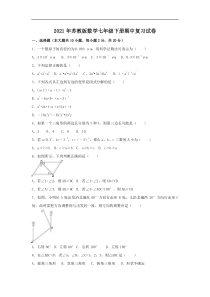 苏教版数学七年级下册期中复习试卷七（含答案）