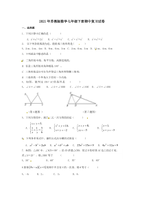 苏教版数学七年级下册期中复习试卷十（含答案）