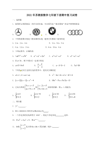 苏教版数学七年级下册期中复习试卷四（含答案）