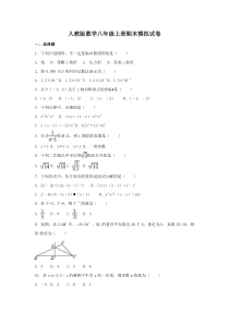 人教版数学八年级上册期末模拟试卷八（含答案）