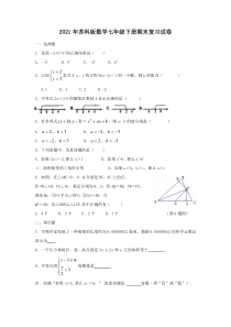 苏科版数学七年级下册期末复习试卷一（含答案）