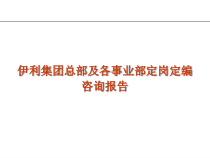 伊利集团总部及各事业部定岗定编咨