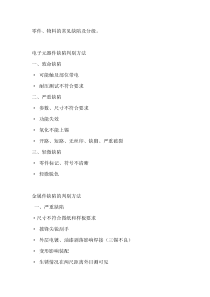零件、物料的常见缺陷及分级