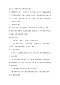 XXX公司安全生产会议管理制度范文