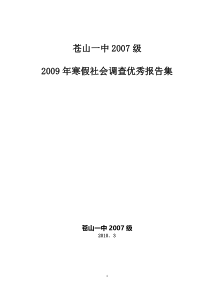 苍山一中社会实践报告