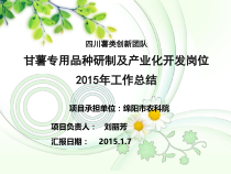 甘薯专用品种研制及产业化开发岗位XXXX工作总结
