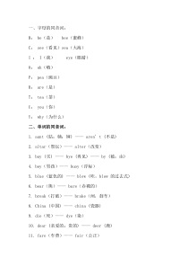 初中英语常见同音词汇总
