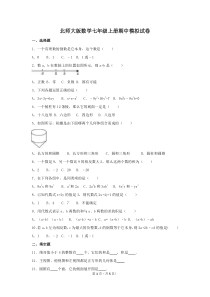 北师大版数学七年级上册期中模拟试卷04（含答案）