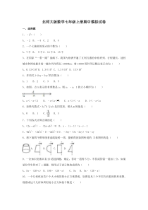 北师大版数学七年级上册期中模拟试卷05（含答案）