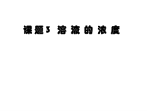 《课题3 溶液的浓度》PPT课件1-九年级下册化学人教版
