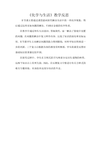 《化学与生活》教学反思-九年级下册化学人教版