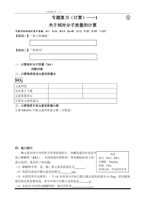 《关于相对分子质量的计算》讲学稿-九年级上册化学沪教版