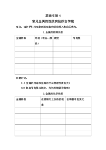 《基础实验4 常见金属的性质》学案2-九年级上册化学沪教版