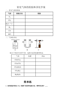 《5.3 二氧化碳的性质和制法-常见气体的检验和净化》学案-九年级上册化学粤科版