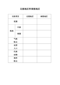 湘教版地理七年级下册《第五节 北极地区和南极地区》表格学案