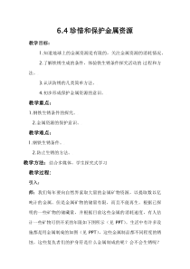 《6.4 珍惜和保护金属资源》教案-九年级下册化学粤科版
