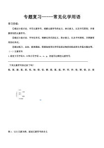 《专题复习--常见化学用语》学案-九年级上册化学北京版
