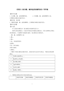 人教版化学九年级下册《附录1 部分酸碱盐的溶解性表》导学案
