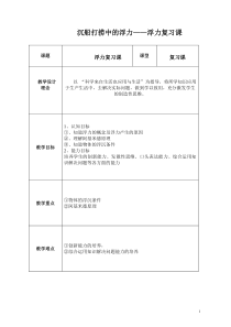 《浮力》复习课教案-八年级上册科学华师大版