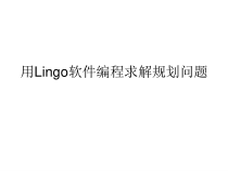 用Lingo软件编程求解规划问题解决方案