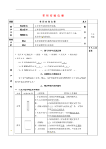 沪教版九年级化学全册第1章 开启化学之门常用实验仪器 教案