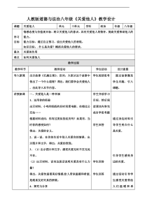 《关爱他人》教学设计4-统编版八年级上册道德与法治