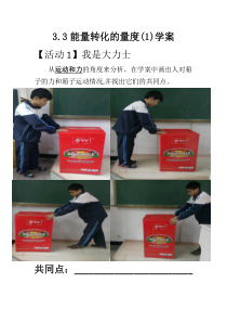 3.3《能量转化的量度（1）》学案-九年级上册科学浙教版