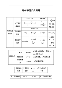 高考物理第一轮复习课时跟踪练：高中物理公式集锦 (含解析)