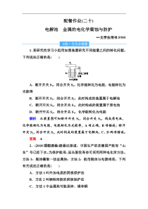高考化学一轮复习顶层设计配餐作业：20 《电解池　金属的电化学腐蚀与防护》 含解析